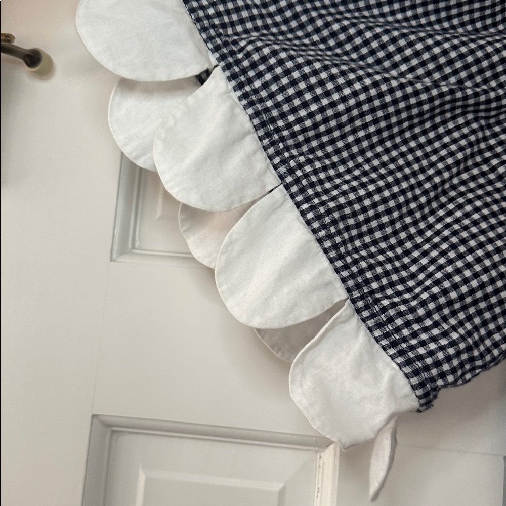Stella Nova Scalloped Trim Quilted Navy & White Gingham Top - Picture 4 of 5